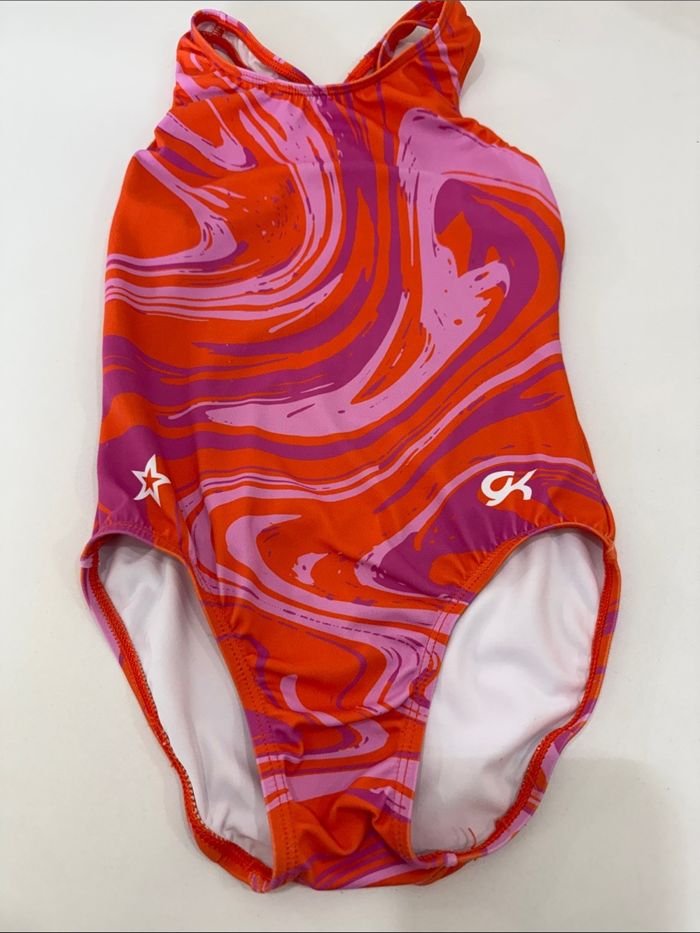 Retired American Girl Orange and Pink Swirl One-Piece Swimsuit